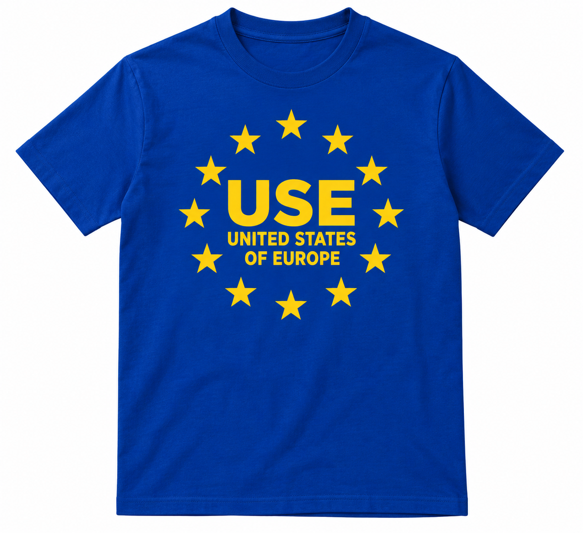 USE-T-Shirt – Blau – Gelbes Motiv