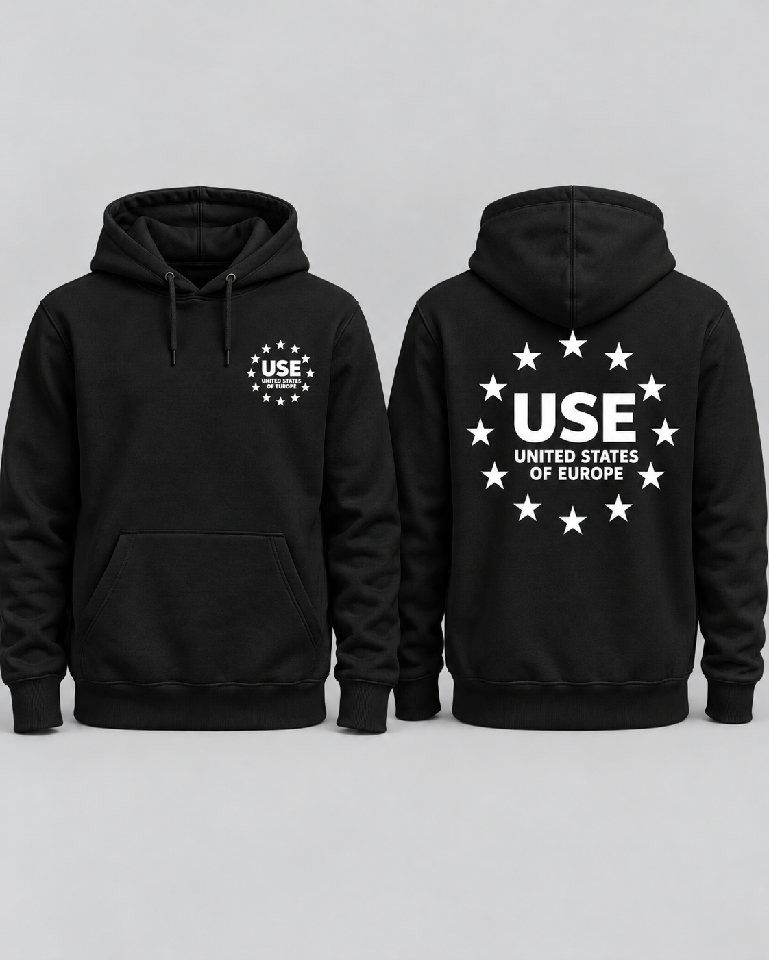 USE-Hoodie – Schwarz – Rückenmotiv